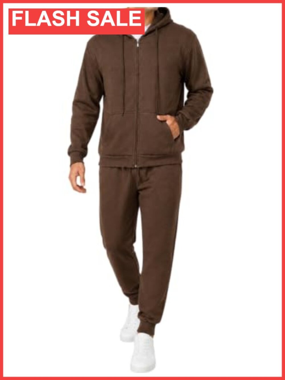 Men's Fleece Lined Full Zip Hoodie & Jogger Tracksuit Set
